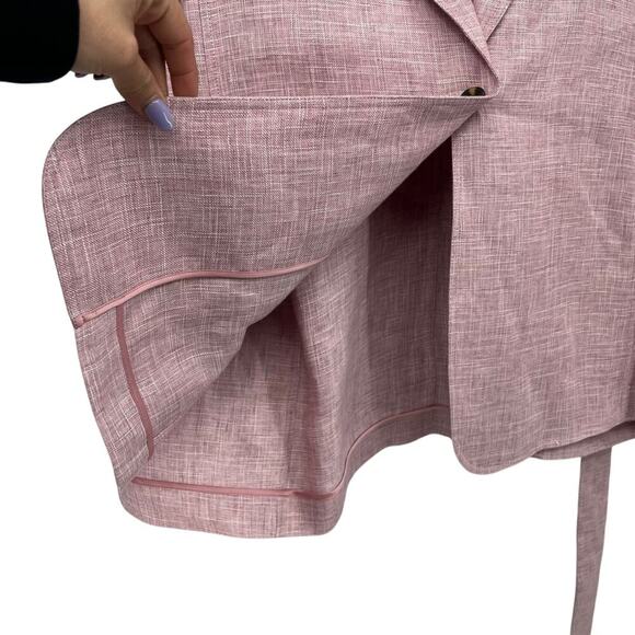 LAFAYETTE 148 NEW YORK One Button Blazer Jacket Pink Linen Pockets Belt XL NEW - Picture 4 of 9